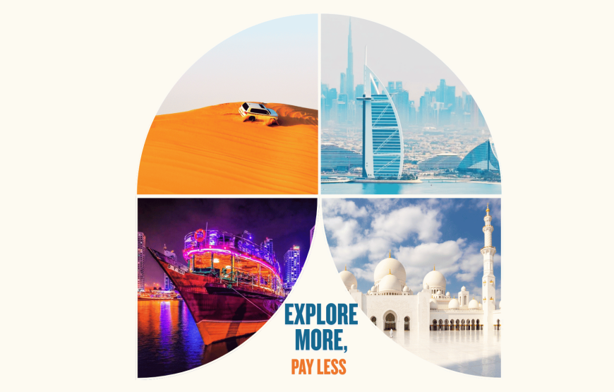 Dubai City Tour + Desert Safari + Marina Cruise Dinner + Abu Dhabi City Tour