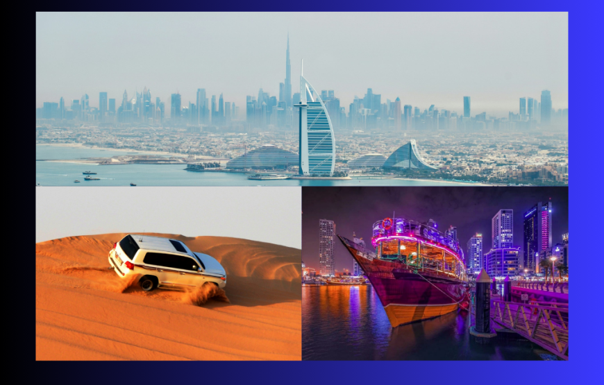 Dubai City Tour + Desert Safari + Marina Cruise Dinner